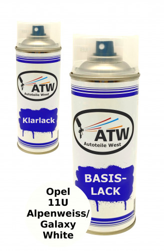 Autolack für Opel 11U Alpenweiss / Galaxy White +400ml Klarlack Set